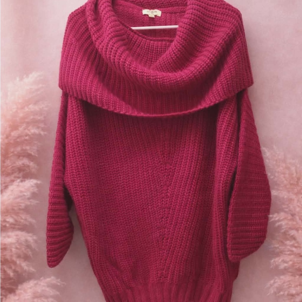 Umgee Cowl Neck Sweater - Rich Burgundy